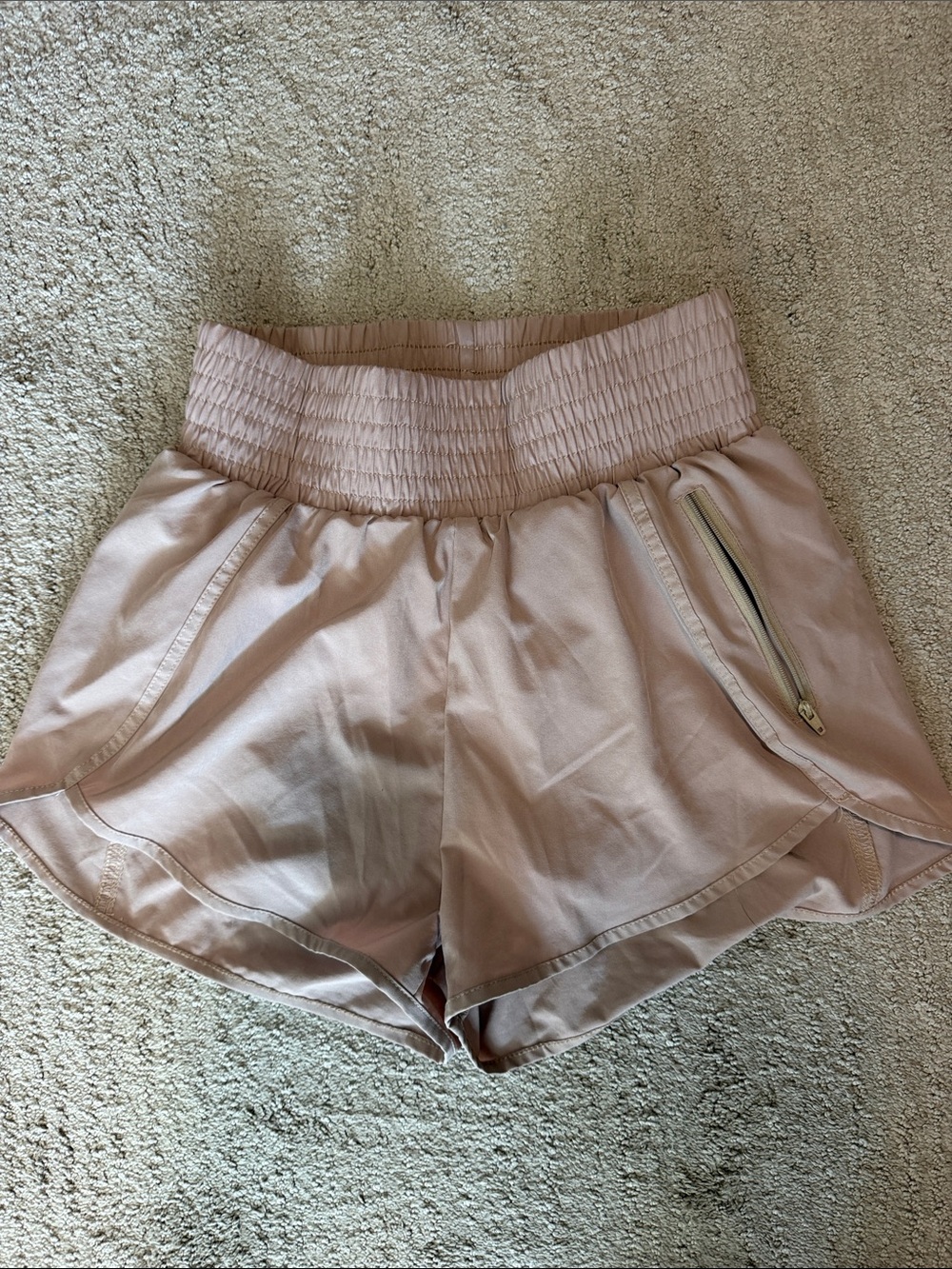 Women's High-Waist beige Athletic Shorts